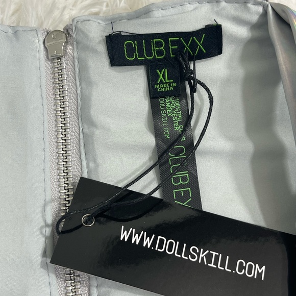 CLUB EXX Rude Awakening Holographic Booty Shorts Rave Bottoms Silver Size XXL - Picture 8 of 9